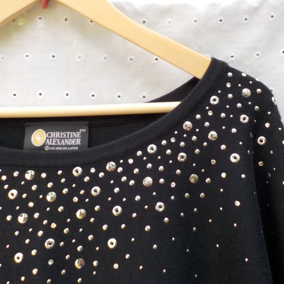 NWT Christine Alexander Embellished Top Black SZ S - Picture 6 of 16